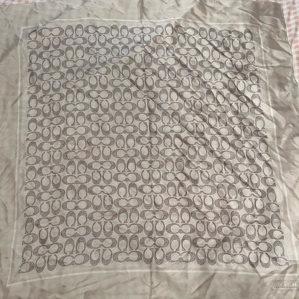 Coach Beige and Brown Signature Scarf